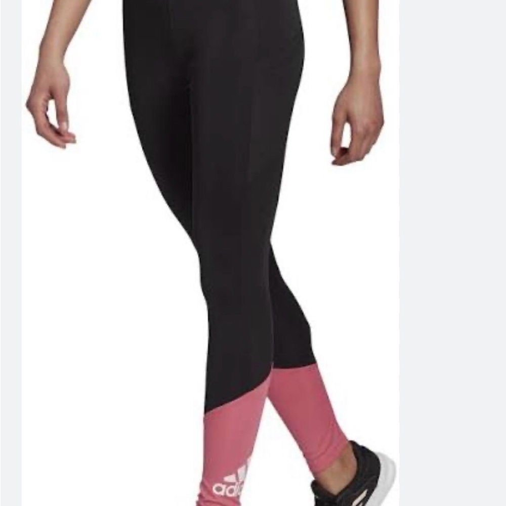 Adidas Black Leggings with Pink Detail